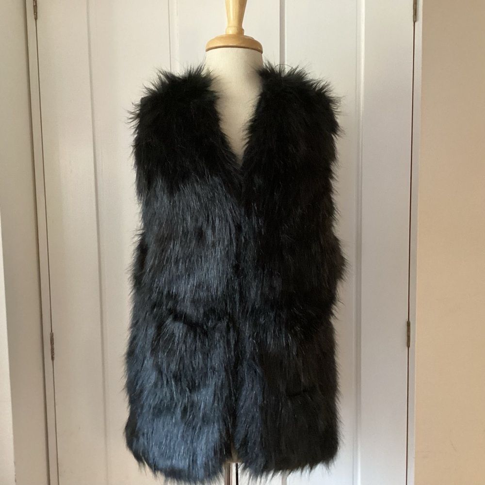Sebby Collection Faux Fur Boho Hippie Dippie Sonny and Cher Retro Vest XL GUC